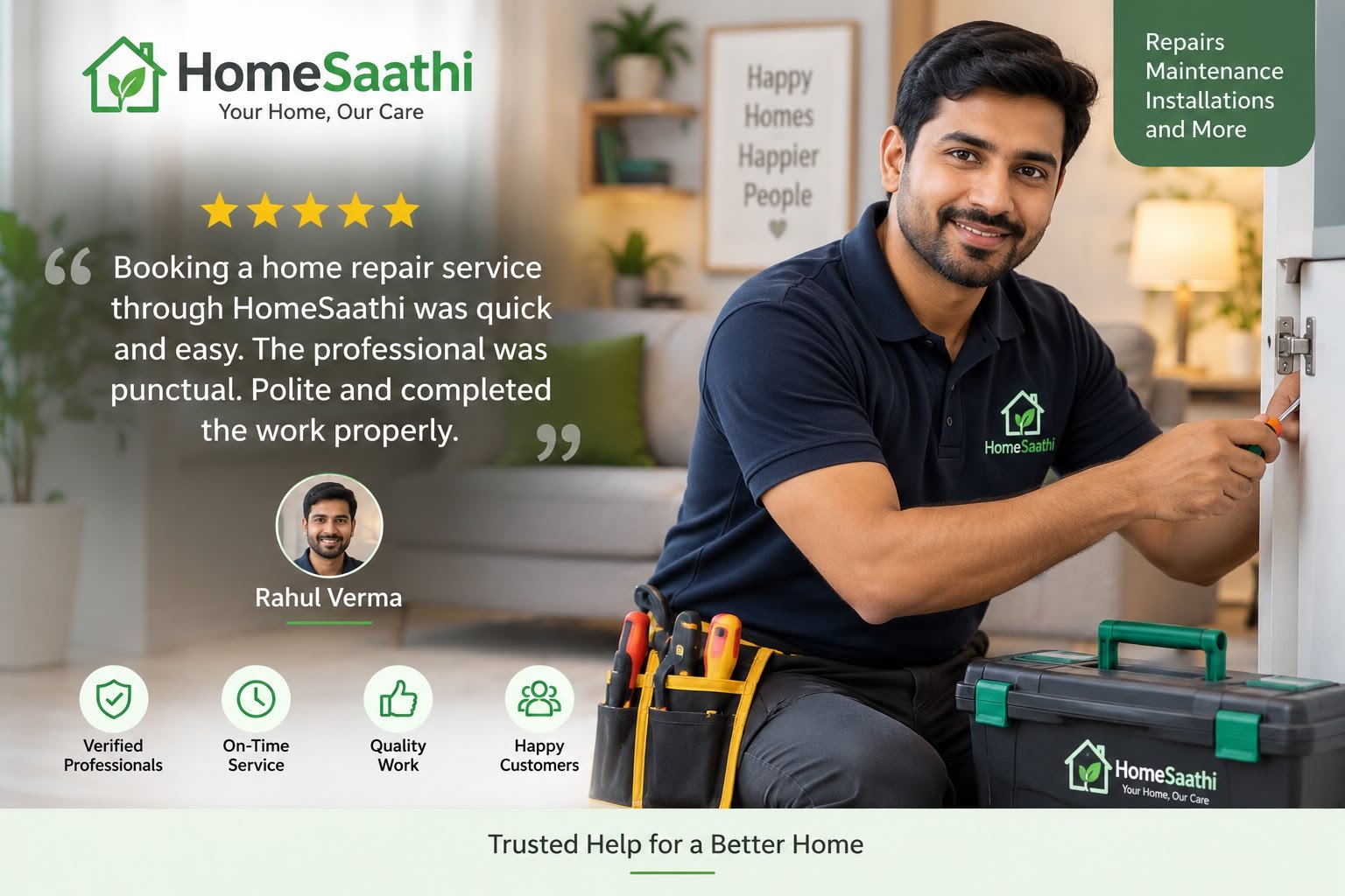 HomeSaathi provides professional home repair services.