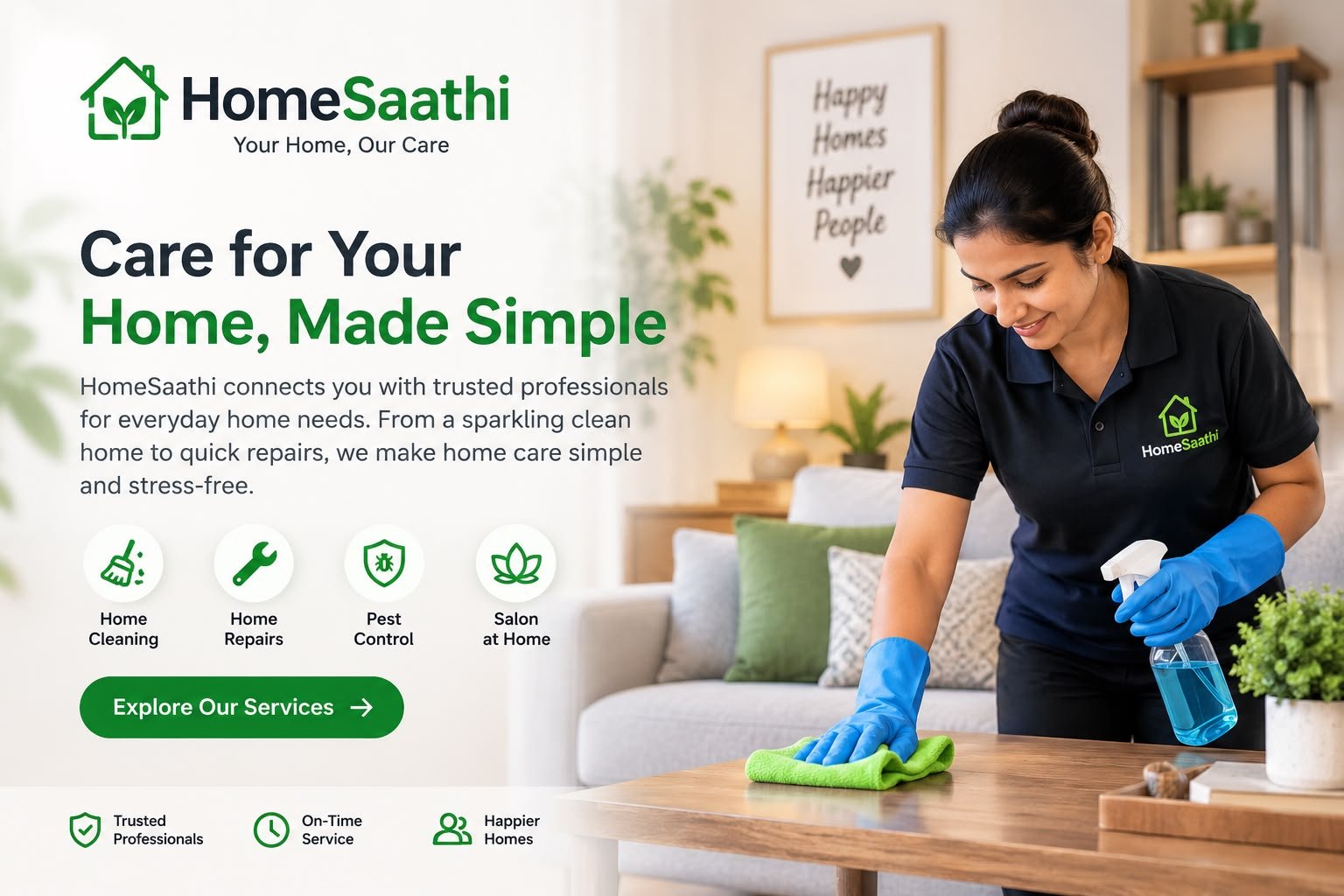 HomeSaathi professionals provide home cleaning services.