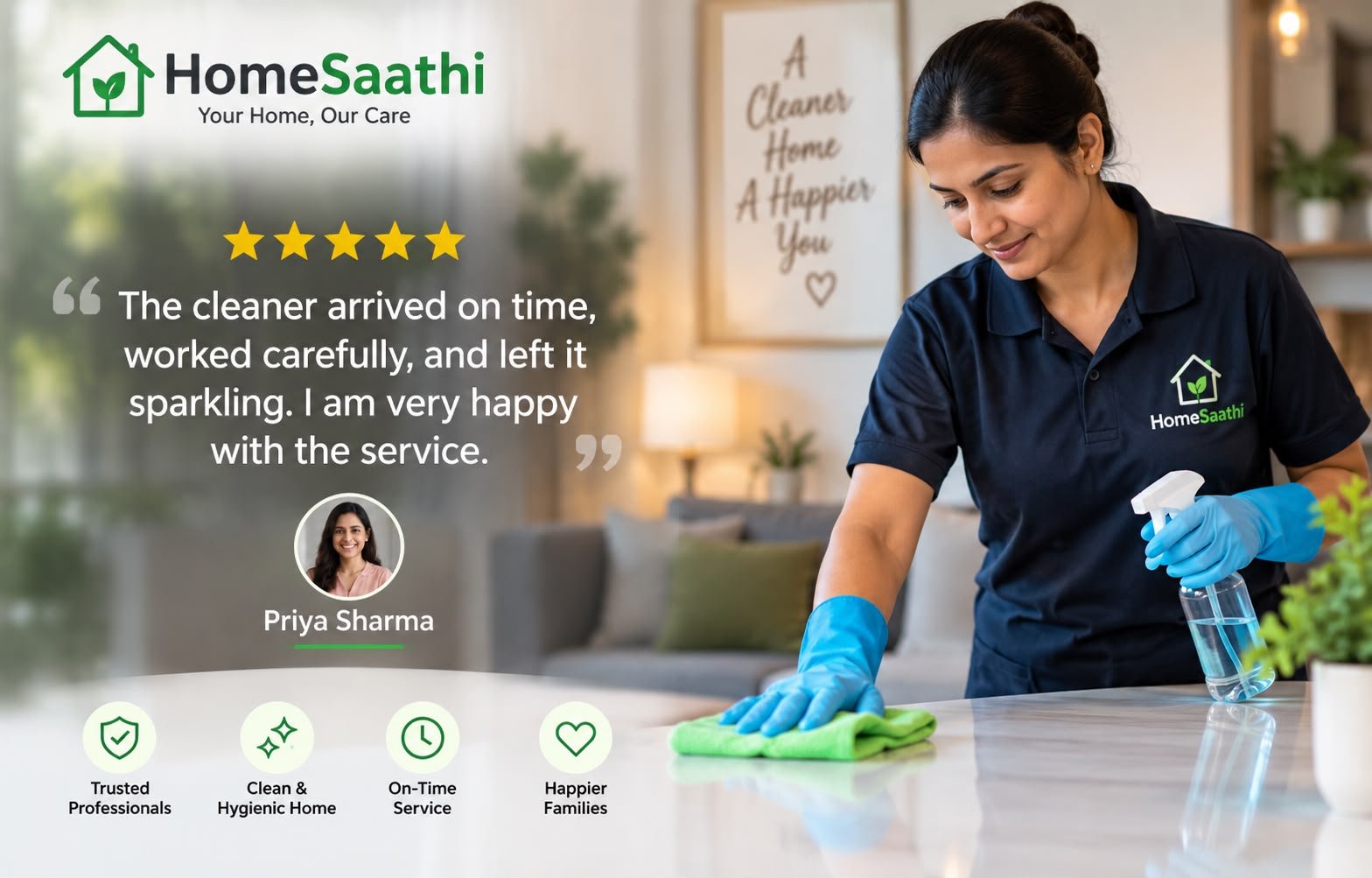 HomeSaathi professional cleaner providing home cleaning service.